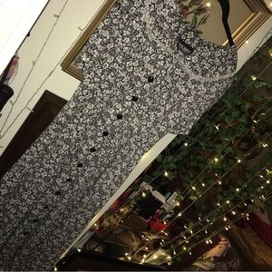 Vintage Tabby of California floral grey statement collar long dress